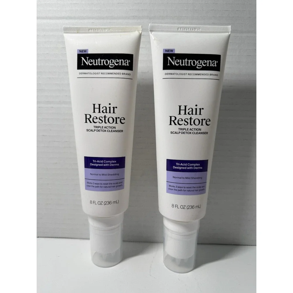 2 New Neutrogena Hair Restore TriAcid Complex Triple Action Detox Scalp Cleanser